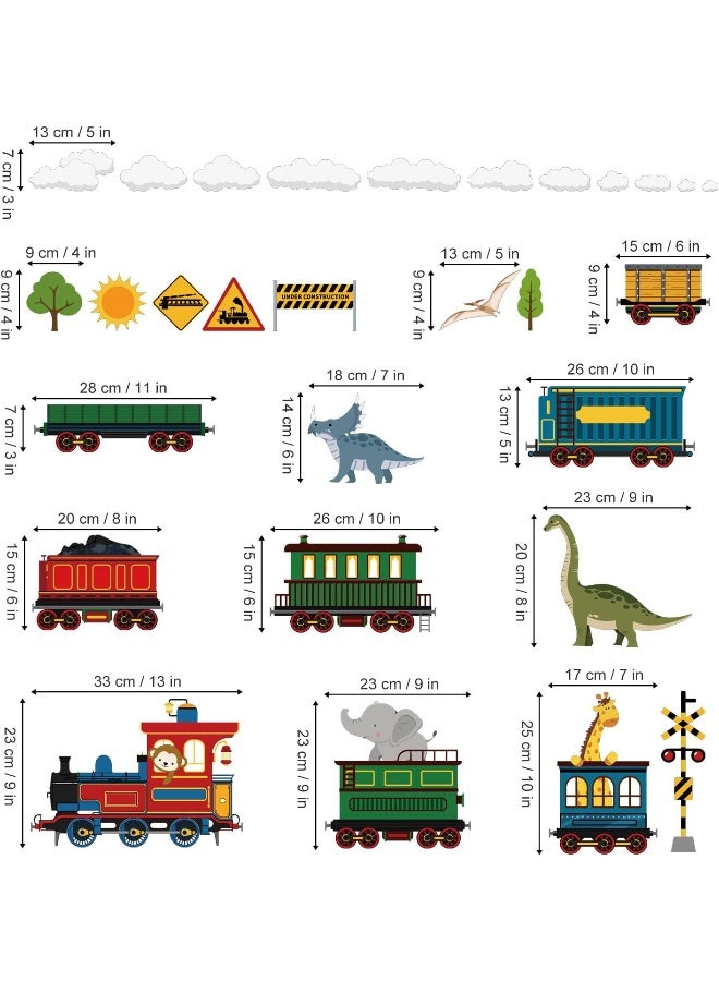 decalmile Animal Train Wall Stickers Dinosaur Elephant Giraffe Wall Decals Baby Nursery Children Bedroom Playroom Wall Decor - Image 4