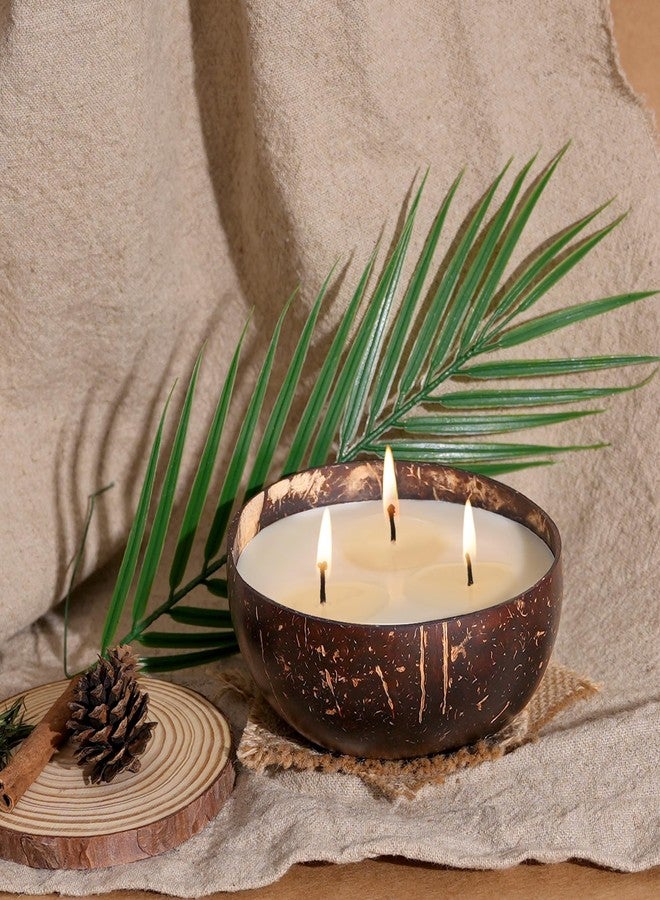 Viyffo Large Non Toxic Soy Candle - Spring Forest & Sage, 18oz 3 Wick Scented Candle for Women & Men, Natural Coconut Shell Jar Perfect for Home Decor & Unique Nature Gift - Image 3