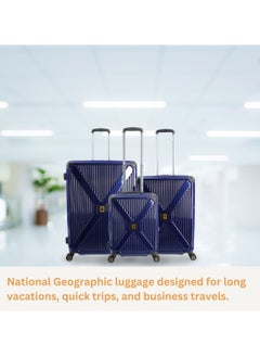 NATIONAL GEOGRAPHIC National Geographic Metallic PC Hardside Luggage Metallic Blue Trolley Set of 3, Lightweight Durable Anti-Theft Zipper TSA Lock, 4 Double Spinner Wheels Bag, Expandable Suitcase with Aluminum Telescopic Handle  - Image 5