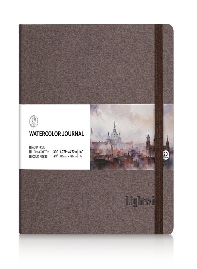 Lightwish Square Watercolor Journal, 100% Cotton Cold Press Small Watercolor Paper Sketchbook 4.72” x 4.72”, 20 Sheets (140lb/300gsm), Acid-Free for Watercolors, Gouache, Acrylics - Image 1