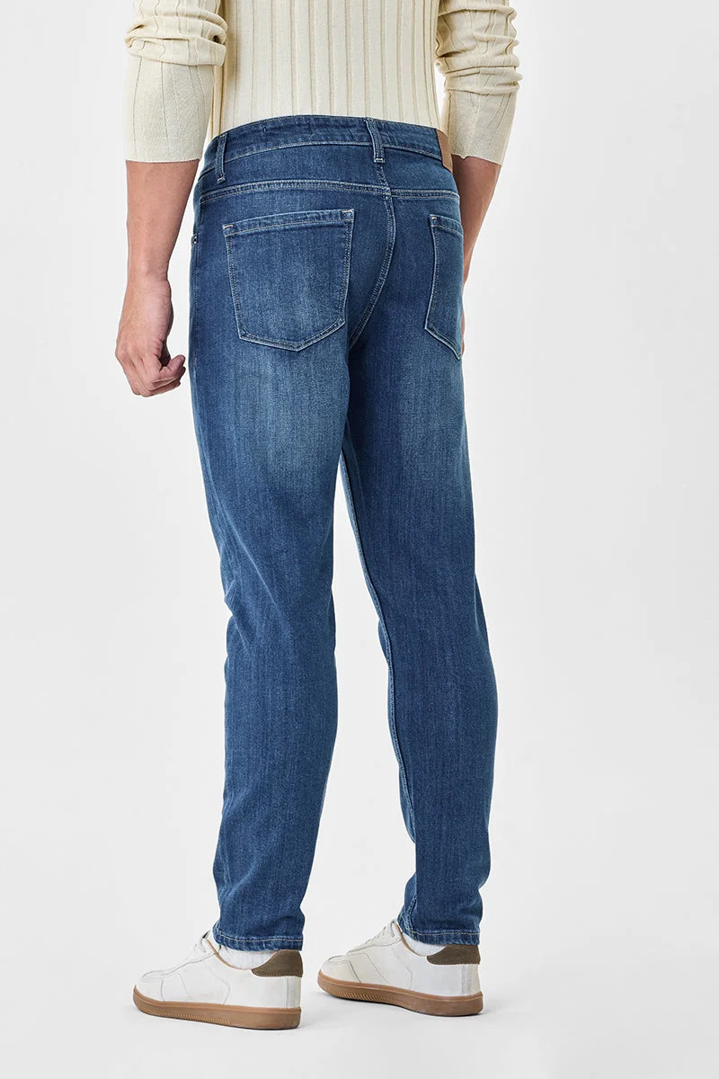 SNITCH Blue Stretch Slim Fit Jeans for Men | Best Price UAE