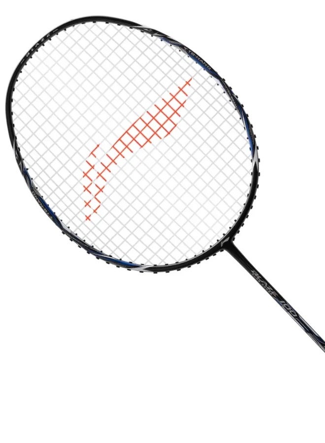 Li-Ning راكت بادمينتون بلايز 100 84 جرام من ألياف الكربون مع غلاف كامل مجاني (أسود/فضي/أزرق داكن) - Image 1