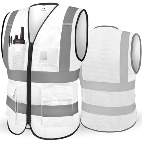 TICONN Reflective Safety Vest High Visibility Class II Mesh Vest for Women & Men Meets ANSI Standards (1PK, White, XL) - Image 2