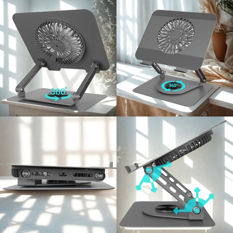 Adjustable Laptop Stand with Cooling - 360° Notebook Holder for 10-17" Laptops & Tablets - Image 3