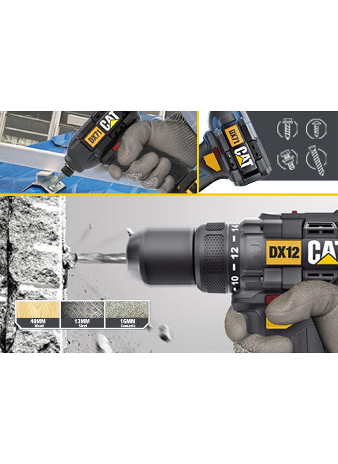 كاتربلر مجموعة كومبو CAT DX12K 18V 2in1 (مثقاب إزميل ومفك تأثير)  - Image 5