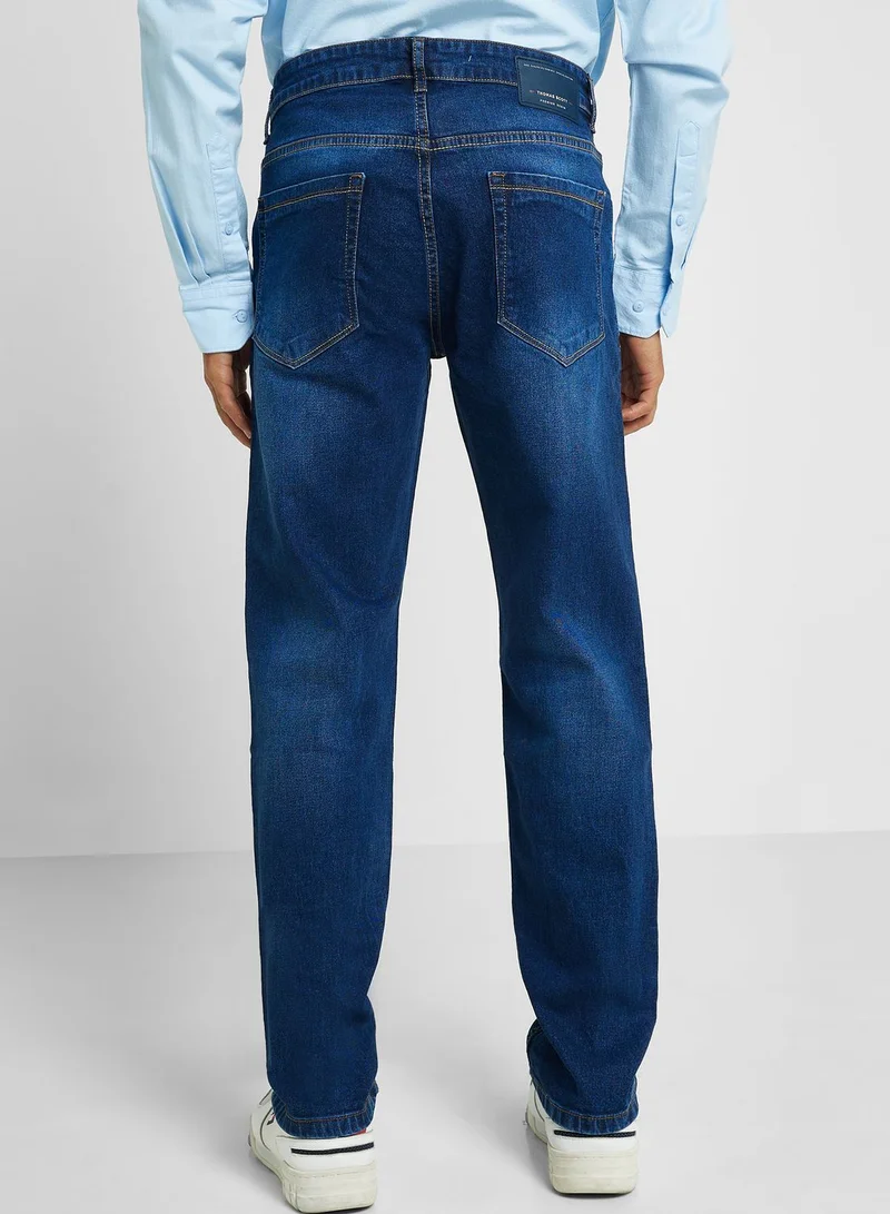 Thomas Scott Thomas Scott Men Smart Regular Fit Light Fade Stretchable Jeans