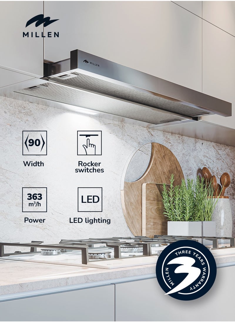 MILLEN - 90 cm Slide-Out Range Hood – MBKHS 9001 IX, 3 Years Warranty, Filters Included - Image 1