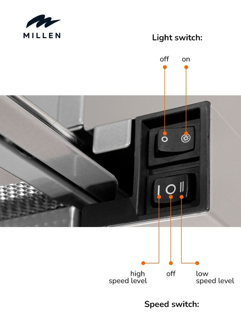 MILLEN - 90 cm Slide-Out Range Hood – 3 Years Warranty, Filters Included - Image 1