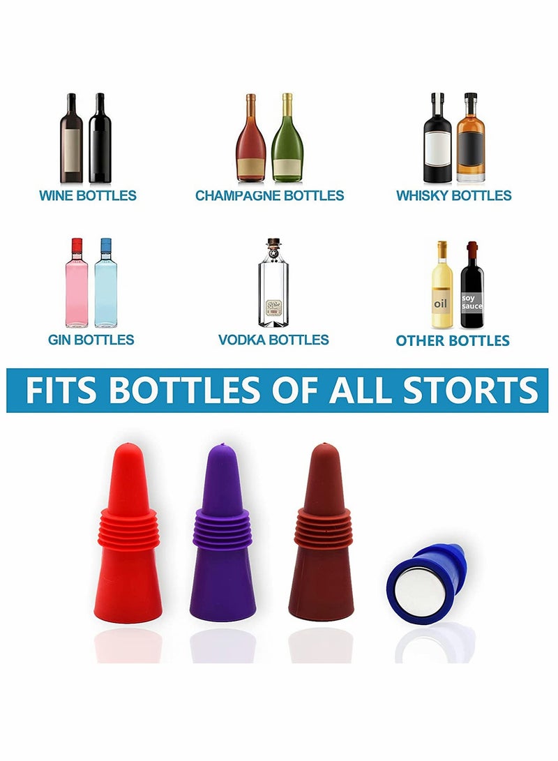 SYOSI Silicone Wine Stoppers Beverage Bottle Sealer Soft Silicone Wine Bottle Stoppers Corks with Grip Top for Keeping Wine Champagne Fresh 8 Pack - Image 4