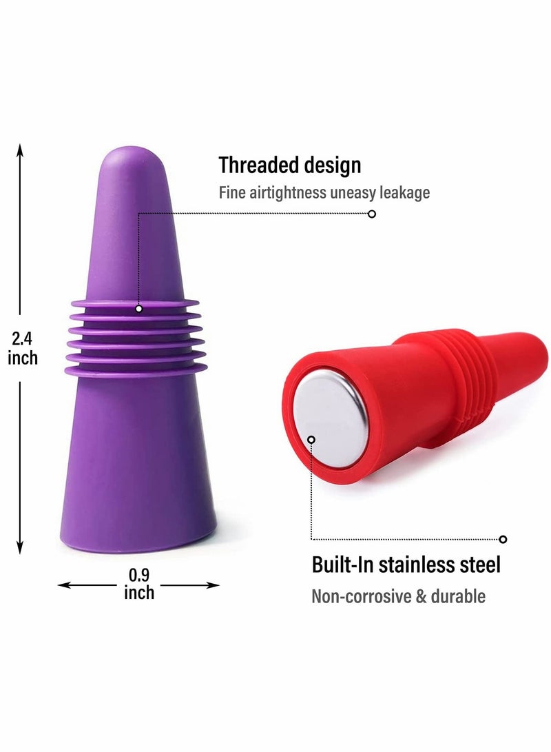 SYOSI Silicone Wine Stoppers Beverage Bottle Sealer Soft Silicone Wine Bottle Stoppers Corks with Grip Top for Keeping Wine Champagne Fresh 8 Pack - Image 3
