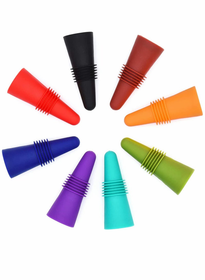 SYOSI Silicone Wine Stoppers Beverage Bottle Sealer Soft Silicone Wine Bottle Stoppers Corks with Grip Top for Keeping Wine Champagne Fresh 8 Pack - Image 1