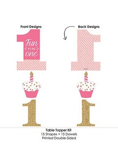 Big Dot of Happiness 1St Birthday Girl Fun To Be One First Birthday Party Centerpiece Sticks Table Toppers Set Of 15  - Image 4