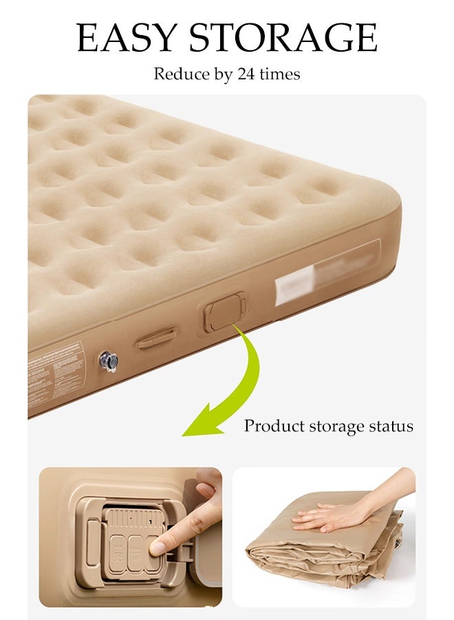 Spides Fully Automatic Inflatable Mattress Portable Thick Outdoor Camping Air Mattress with Self-Inflation/Deflation Foldable Blow Up Mattress with Built-in Electric High-Speed Pump for Camping, Home, Guests, Portable, Travel - Image 3