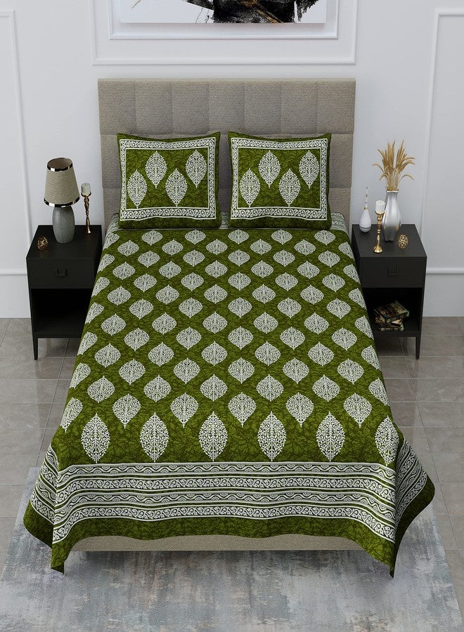 SheetKart Floral 144 TC Cotton Double Bedsheet with 2 Pillow Covers - Shamrock Green - Image 5