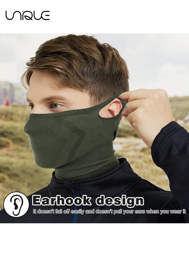 Unique 2 Pcs Breathable UV Protection Half Face Mask for Motorcycle Cycling - Comfortable Windproof Face Cover Perfect for Outdoor Activities - Black/Army Green/Unisex - Image 5