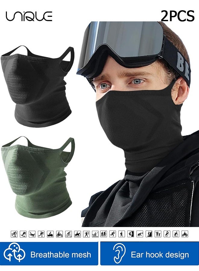 Unique 2 Pcs Breathable UV Protection Half Face Mask for Motorcycle Cycling - Comfortable Windproof Face Cover Perfect for Outdoor Activities - Black/Army Green/Unisex - Image 1