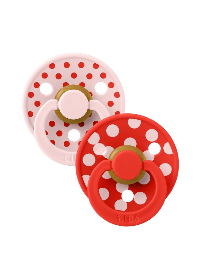 BIBS Pacifier Studio Colour 2 PACK Polka Latex Size 1 Blossom/Candy Apple - Image 2