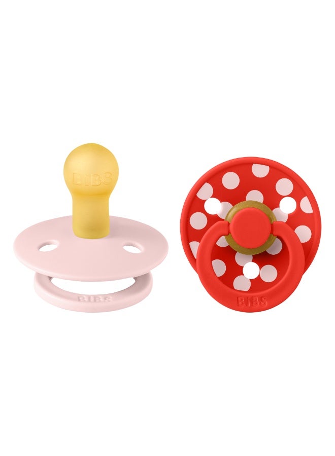 BIBS Pacifier Studio Colour 2 PACK Polka Latex Size 1 Blossom/Candy Apple - Image 1