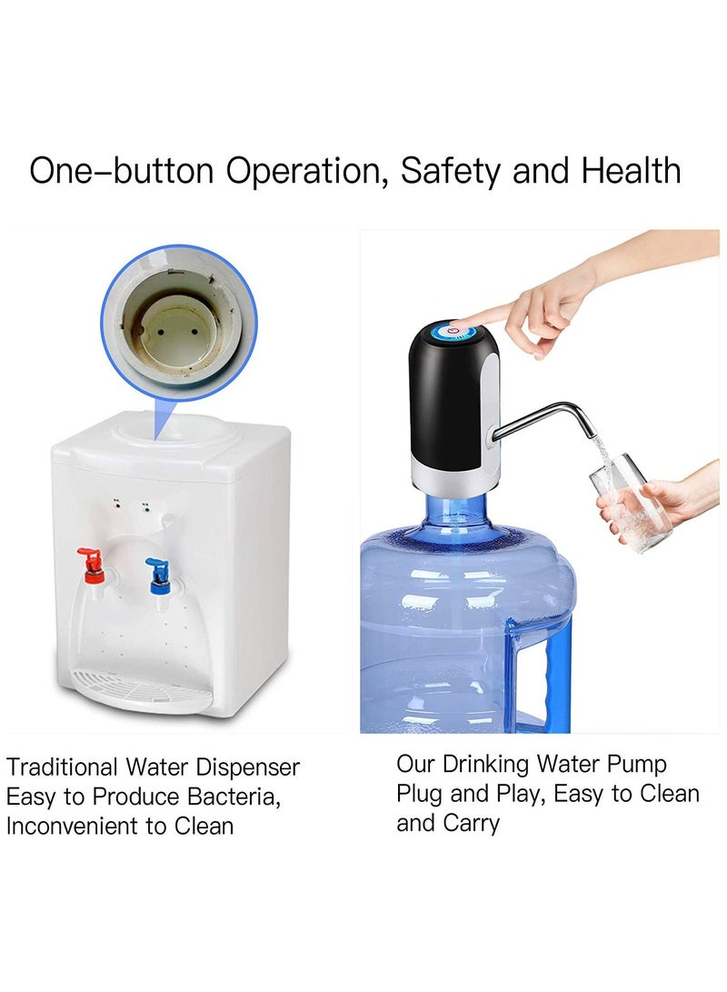 Portable Electric Water Bottle Pump USB Wireless Rechargeable Automatic Drinking-Black - Image 4