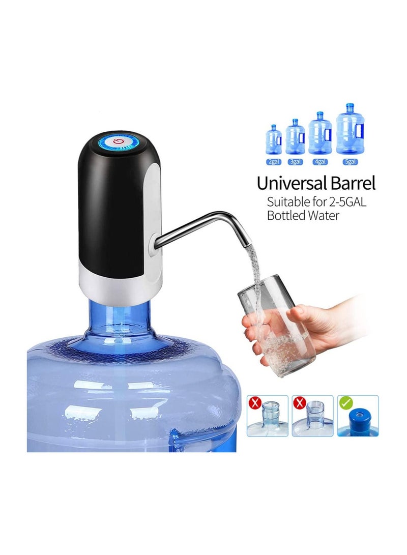 Portable Electric Water Bottle Pump USB Wireless Rechargeable Automatic Drinking-Black - Image 2