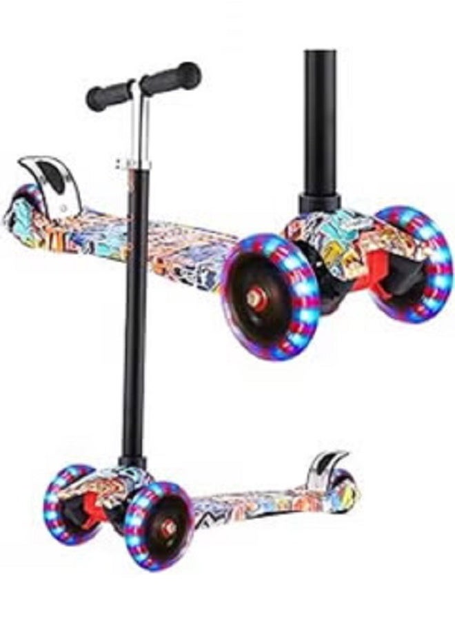 Generic Scooter for Kids, 3 Wheel Kick Scooter for Toddlers Girls & Boys,Adjustable Height, Lean to Steer, Extra-Wide Deck, Kids Scooter with LED Light Up Wheels for Children Ages 4-12 Max Load 50KG 