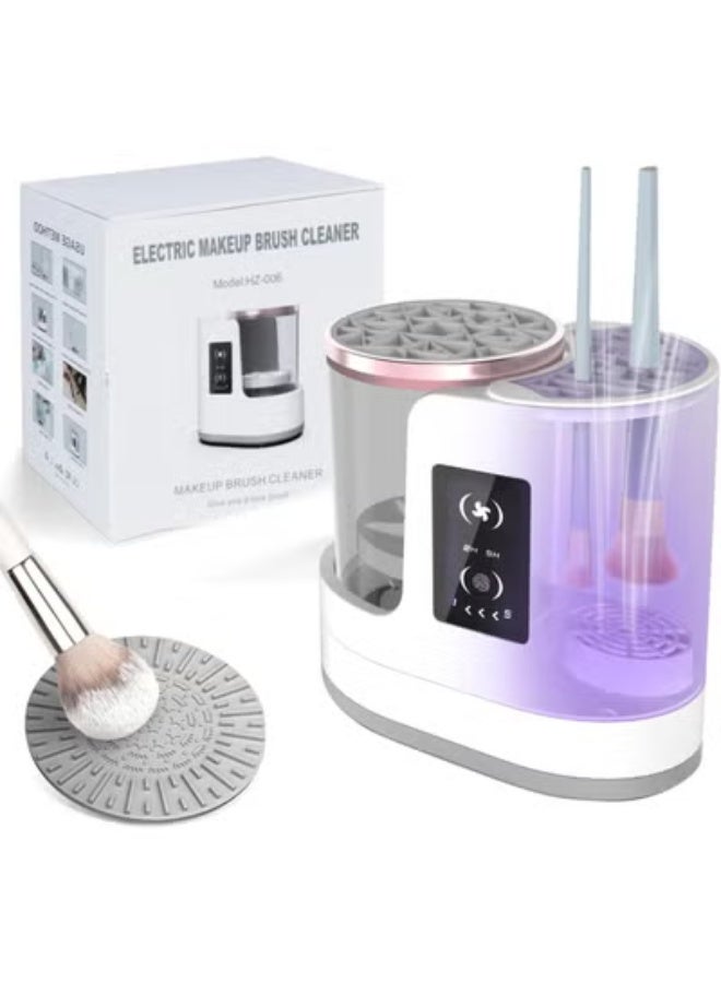 تايجر 3-in-1 Electric Makeup Brush Cleaner and Dryer – USB Rechargeable Automatic Brush Cleaning Machine with Multi-Size Holder – Portable Quick-Dry Beauty Tool for All Brush Types – Deep Clean and Fast Drying System for Hygienic Makeup Application - Image 1