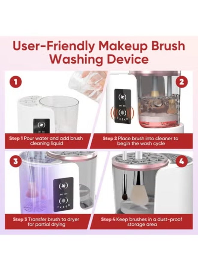 تايجر 3-in-1 Electric Makeup Brush Cleaner and Dryer – USB Rechargeable Automatic Brush Cleaning Machine with Multi-Size Holder – Portable Quick-Dry Beauty Tool for All Brush Types – Deep Clean and Fast Drying System for Hygienic Makeup Application - Image 2