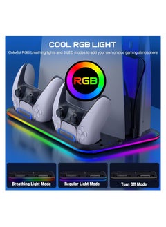 ARNOTEC PS5 Controller Charger, LED Dock Cooler for Sony Playstation 5, Console Support Base, Game Stand, Gaming Accessories  - Image 2