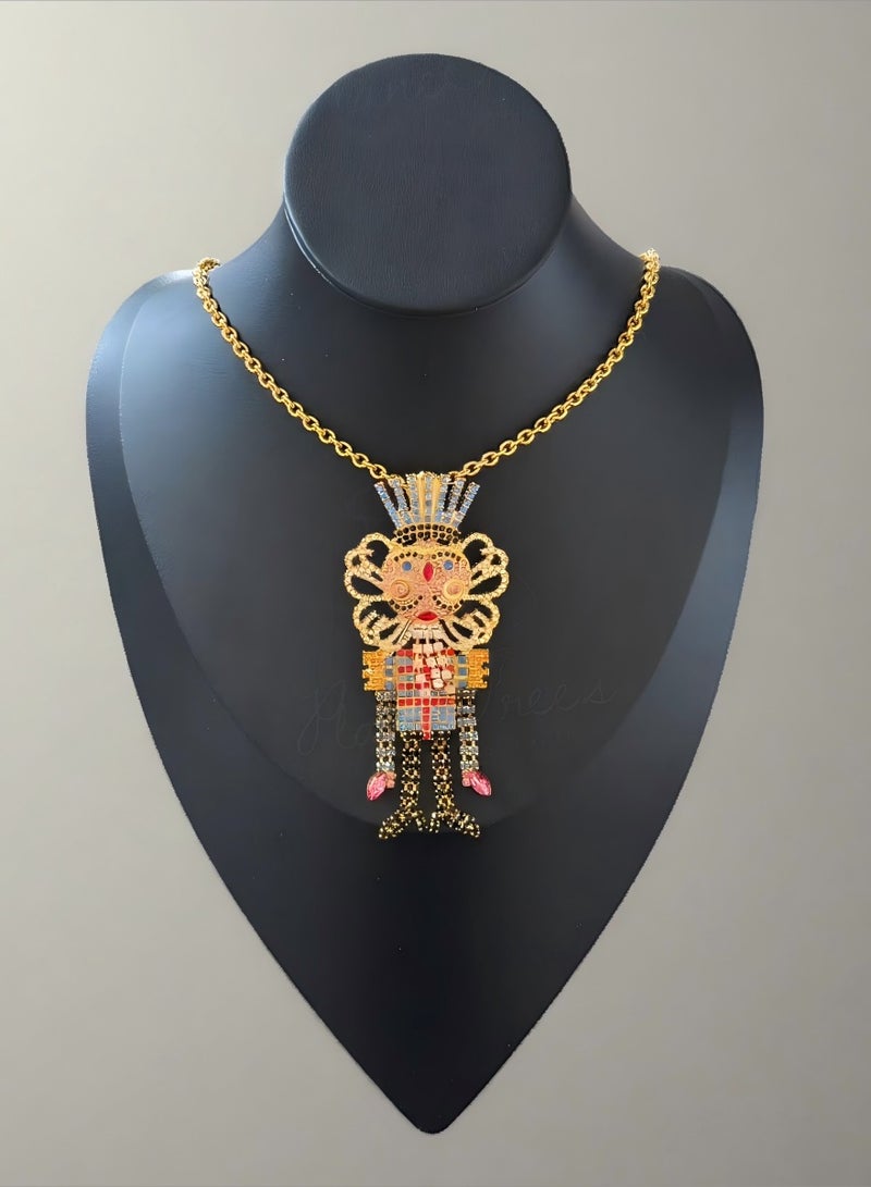 Plane Trees Colorful Soldier Pendant Brooch Necklace – Dual-Use Vintage Toy-Inspired Jewelry for Women - Image 1