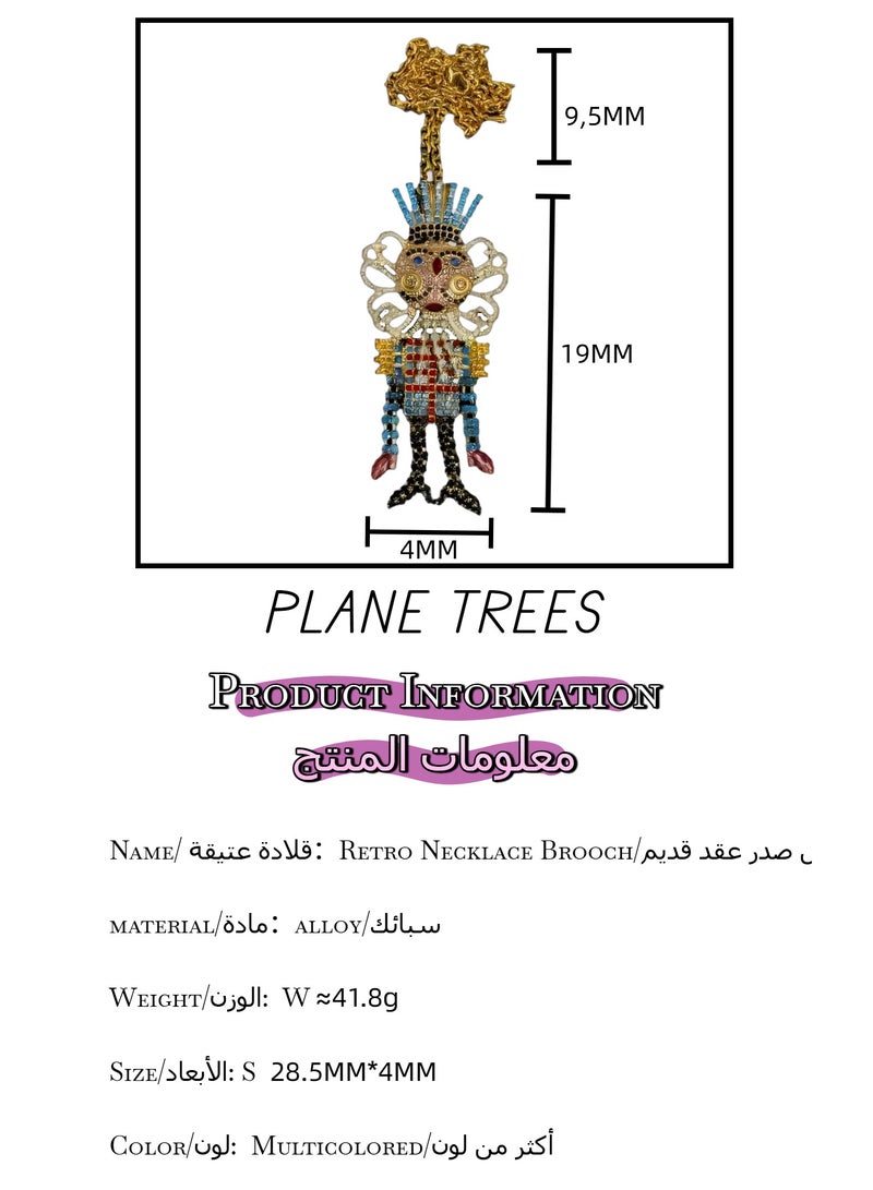 Plane Trees Colorful Soldier Pendant Brooch Necklace – Dual-Use Vintage Toy-Inspired Jewelry for Women - Image 4