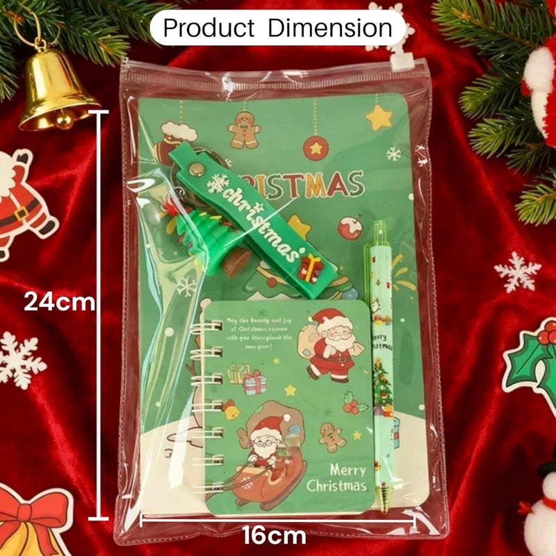 Tera13 TEAR13 Santa Gift Set - Kids Stationery 4 in 1 Combo Set Santa Printed Diary 60 Sheets, Mini Spiral Diary 80 Pags, Christmas Pen & Santa Theme Keychain Prefect Xmas Gift Christms Gift for Kids (2 Set) - Image 4