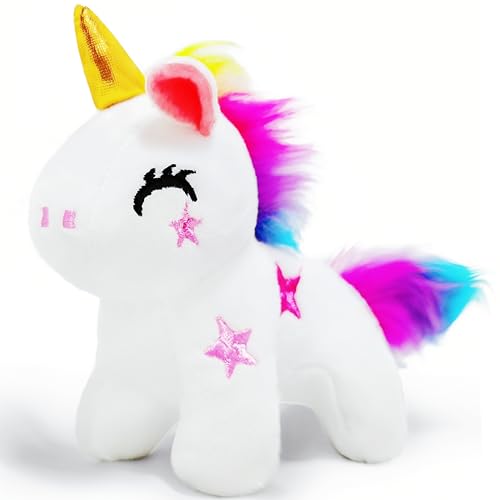Kawaite White Unicorn Stuffed Animals Kawaii Plush for Girls and Boys Soft Cuddly Unicorn Plush Toys Keychain Fun and Cute Mini Stuffed Animal for Kids Teens Goodie Bag Stuffers - Image 1