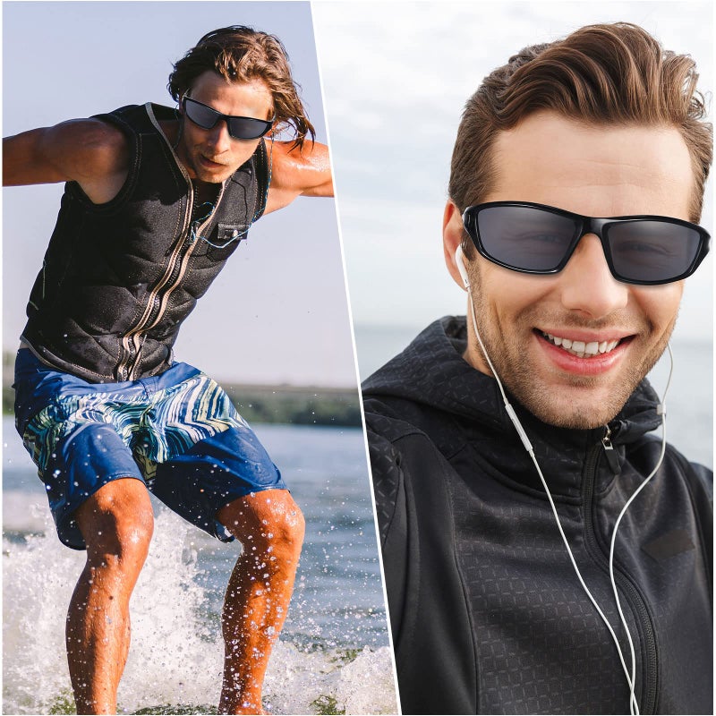 TOODOO 4 Pairs Men Polarized Sunglasses with UV Protection Driving Glasses Sports for Sport Outdoor Activities (Black) - Image 5