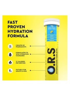 O.R.S. Hydration Tablets Electrolytes Vegan Gluten And Lactose Free Natural Lemon Flavour 12 Tablets  - Image 2