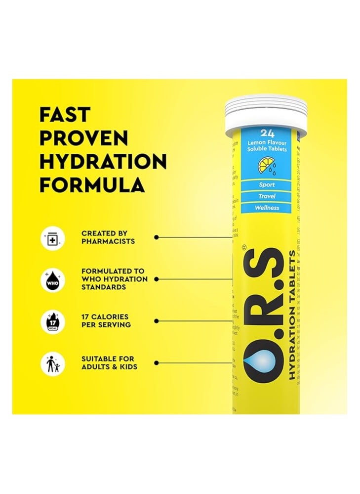 O.R.S. Hydration Tablets Electrolytes Vegan Gluten And Lactose Free Natural Lemon Flavour 12 Tablets  - Image 2