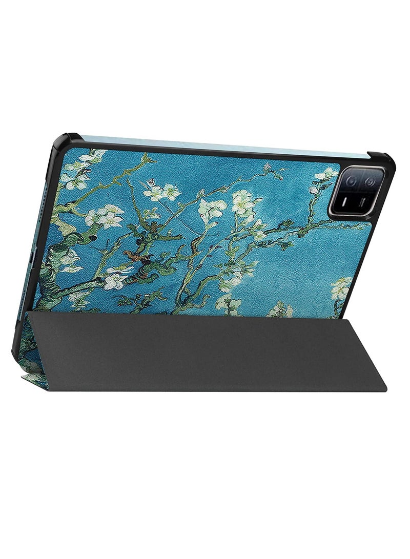 Case for Xiaomi Pad 6/6 Pro 11 inch Released 2023, Tri fold Slim Lightweight Hard Shell Smart Protective Cover with Multi-Angle Stand for Xiaomi Pad 6/6 Pro 11 inch (Apricot Blossom) - Image 2
