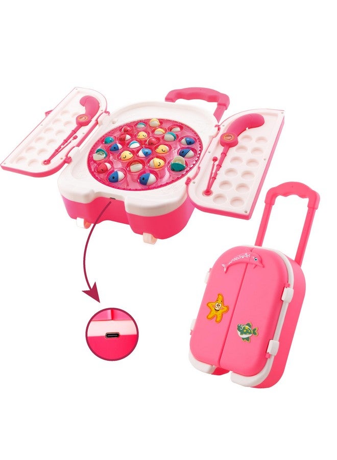 popsugar Kid Rechargeable Magnetic Fishing Game | C-Type Charging | Music & Lights | Best for Gifting | Made in India-Pink - Image 1