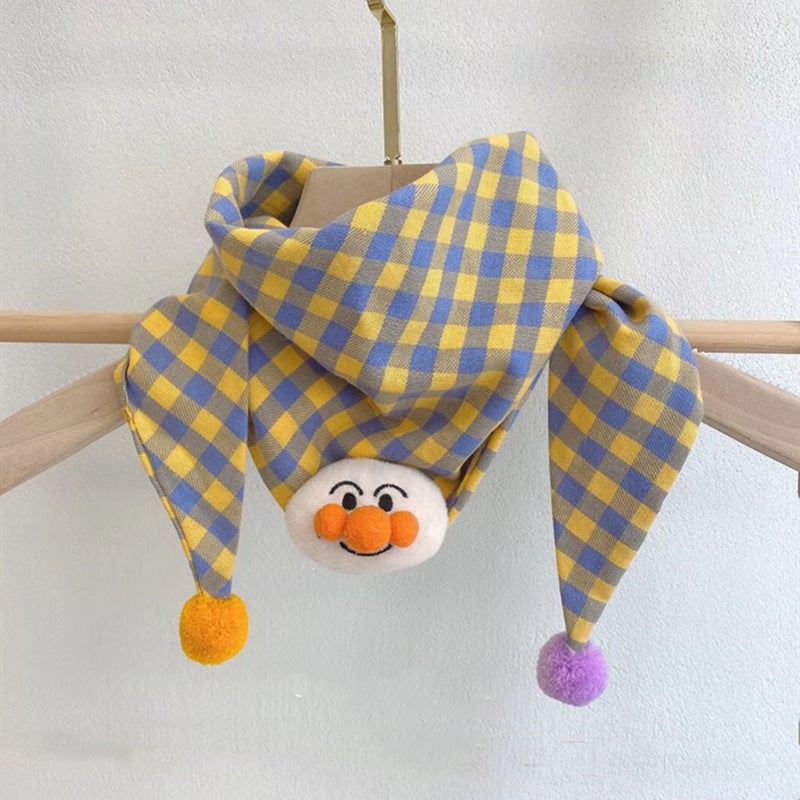 Korean Style Cotton Linen Kids Bandana Scarf 2021 Cartoon Owl Gray - Image 5