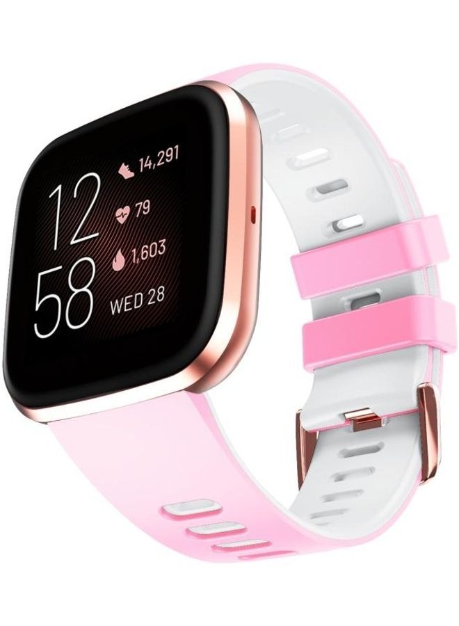 نيبمينينت سوار بديل من السيليكون لساعة فيتبيت فيرسا/ فيرسا 2/ لايت بلونين وردي/ أبيض - Image 3