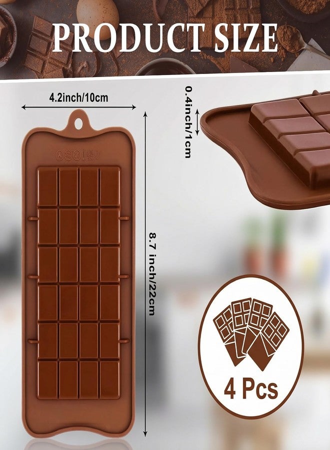 KINYFY 4 Pcs Break-Apart Chocolate Molds, Chocolate Bar Silicone Molds, Non-Stick Chocolates Bar Mold for Baking Chocolates, Candy, Protein Energy Bars - Image 2