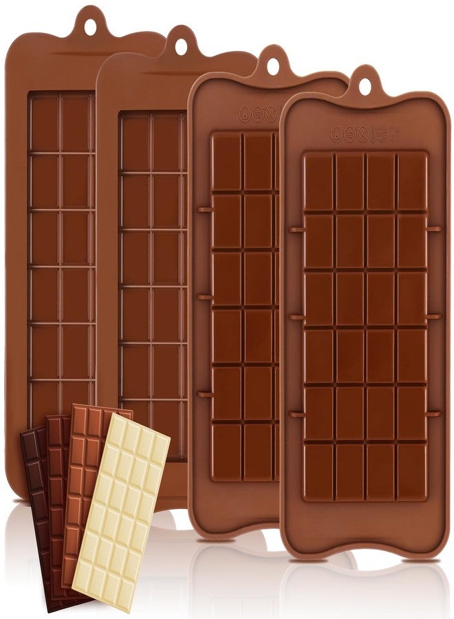 KINYFY 4 Pcs Break-Apart Chocolate Molds, Chocolate Bar Silicone Molds, Non-Stick Chocolates Bar Mold for Baking Chocolates, Candy, Protein Energy Bars - Image 1