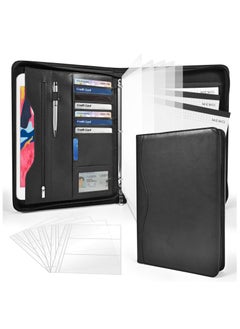 SYOSI 3-Ring Padfolio Portfolio Binder Organizer | Zipper Portfolio Binder | PU Leather Folder Binder Business Planner Notebook for Women/Men with Document Sleeve, Documents, iPad, Tablet, Phone  - Image 1