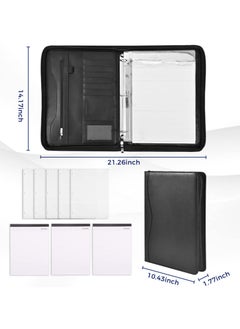 SYOSI 3-Ring Padfolio Portfolio Binder Organizer | Zipper Portfolio Binder | PU Leather Folder Binder Business Planner Notebook for Women/Men with Document Sleeve, Documents, iPad, Tablet, Phone  - Image 4