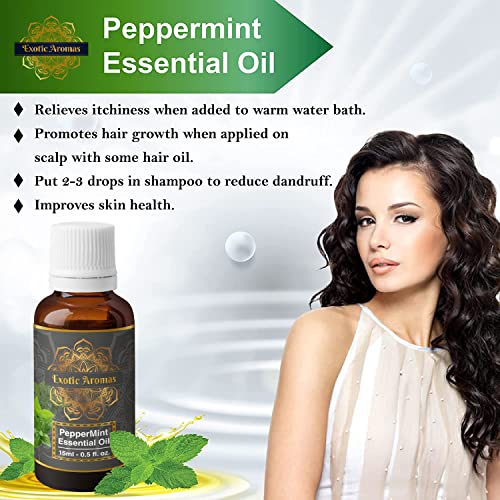Exotic Aromas Peppermint Essential Oil for Aroma Therapy, Hair & Skin (15Ml + 15Ml) Pack of 2 - Image 4