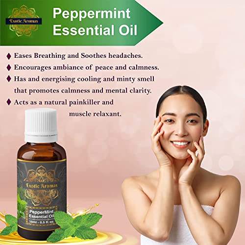 Exotic Aromas Peppermint Essential Oil for Aroma Therapy, Hair & Skin (15Ml + 15Ml) Pack of 2 - Image 5