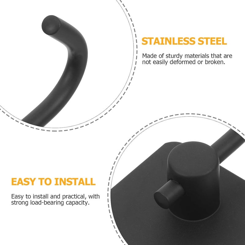2pcs 304 Stainless Steel Heavy Duty Self Adhesive Wall Hooks for Bathroom Robe and Towel Hanging, Waterproof Coat and Hat Holder for Bedroom Kitchen - Image 3
