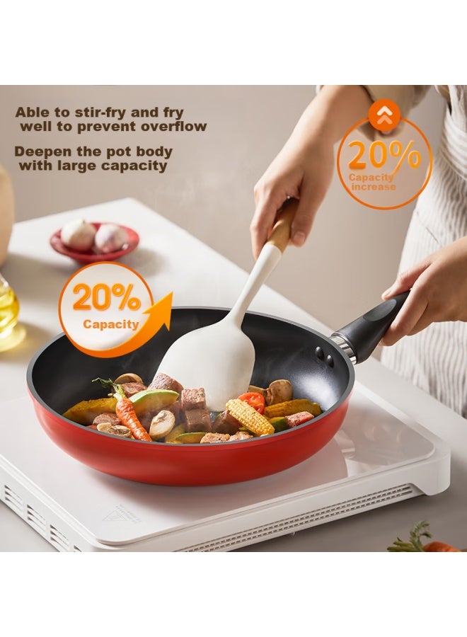 Joyoung Non-stick Frying Pan, Oil-gathering Flat Bottom Pan, Heat-resistant, Temperature-controlled, Breakfast Pan, Egg-frying, Scratch-resistant, Suitable For All Stoves, 28cm - Image 4