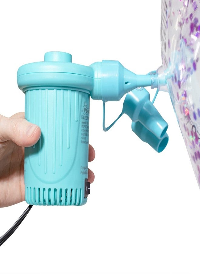 PoolCandy Easy to use Inflate-Mate Air Pump in Blue with Extended Cord. Air Pump with Multiple noozles. - Image 1