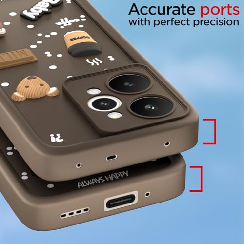 Pikkme Back Cover for Realme 15 Pro 5G | 3D Bear Silicone Cute & Fun Coffee Cartoon | Full Body Protection Bumper Case (Brown) - Image 4