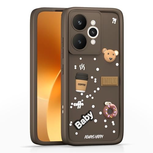 Pikkme Back Cover for Realme 15 Pro 5G | 3D Bear Silicone Cute & Fun Coffee Cartoon | Full Body Protection Bumper Case (Brown) - Image 1